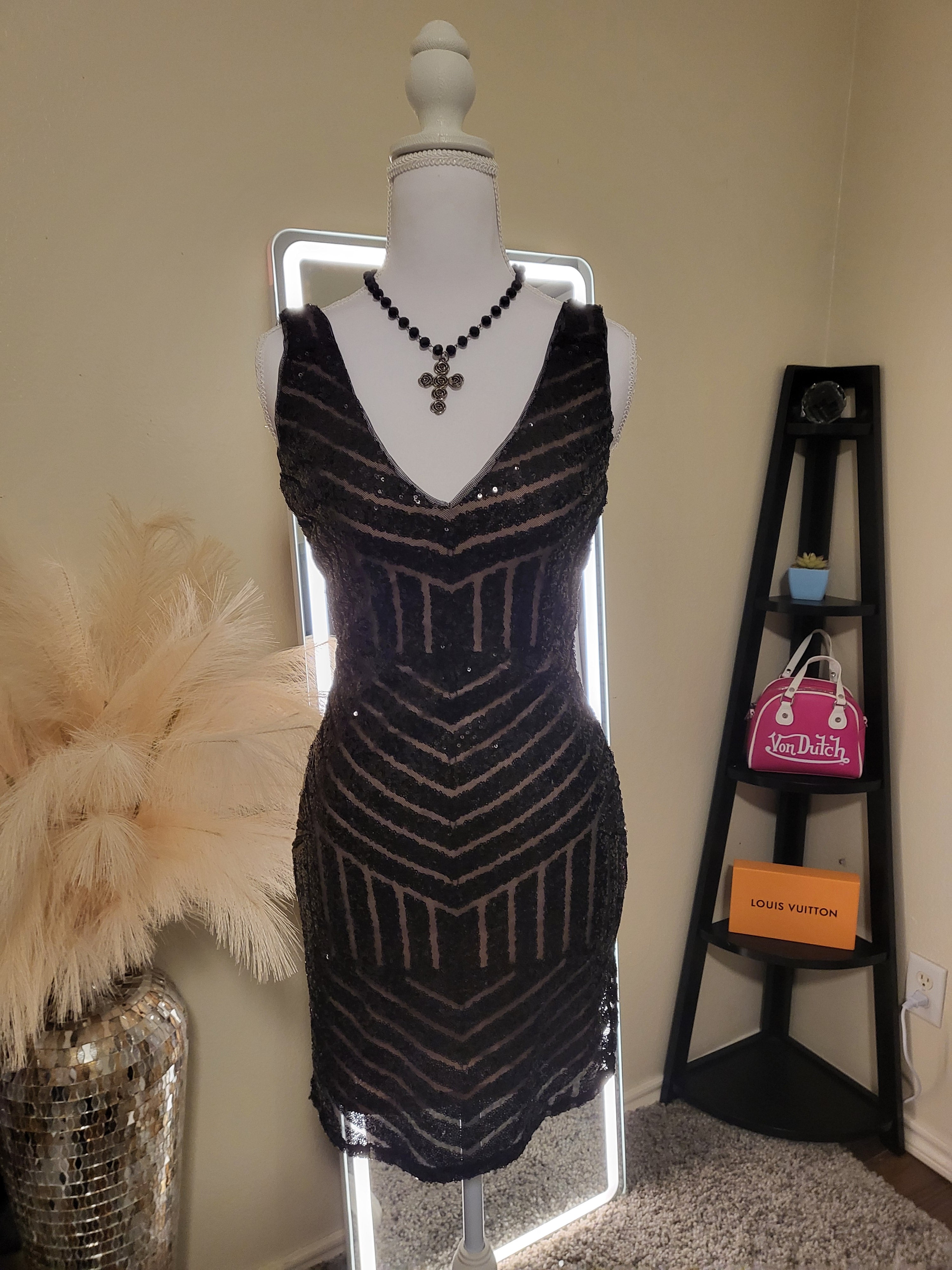 EXQUISITE Black Sequence Dress
