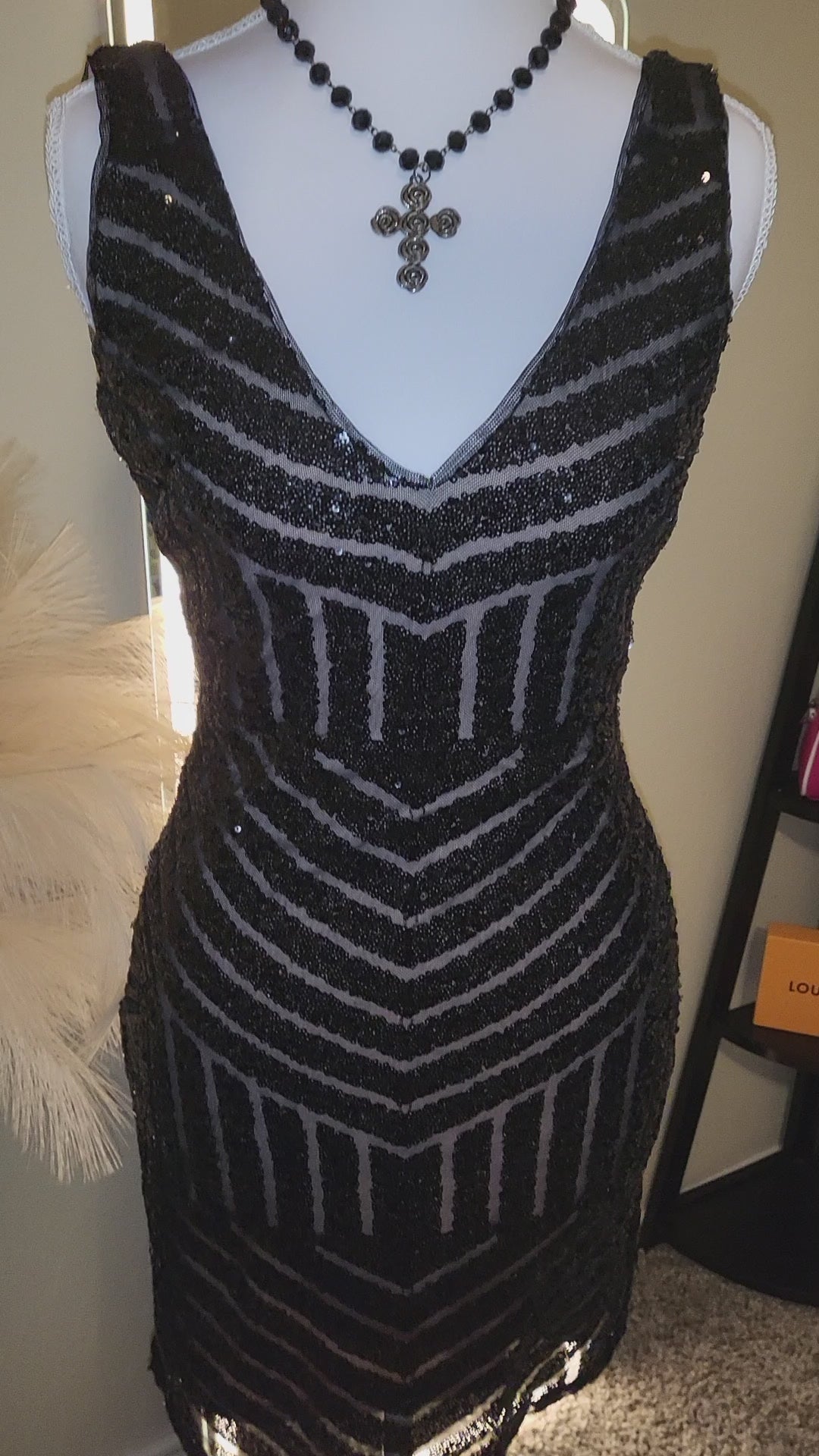 EXQUISITE Black Sequence Dress