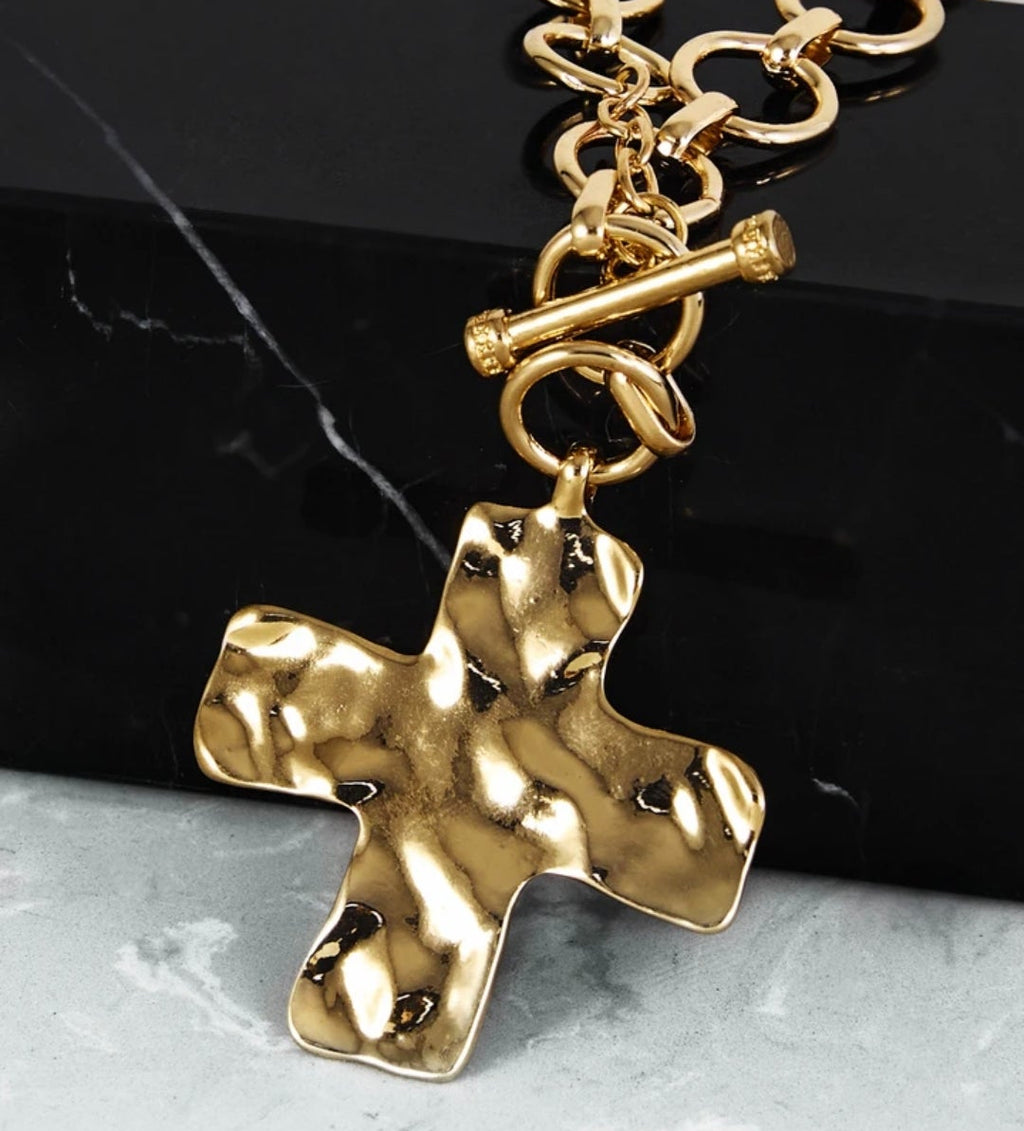 Gold Chunky Cross Necklace