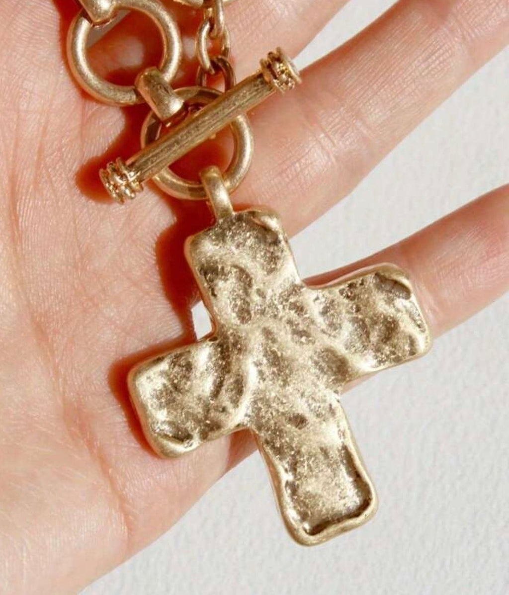 Gold Chunky Cross Necklace