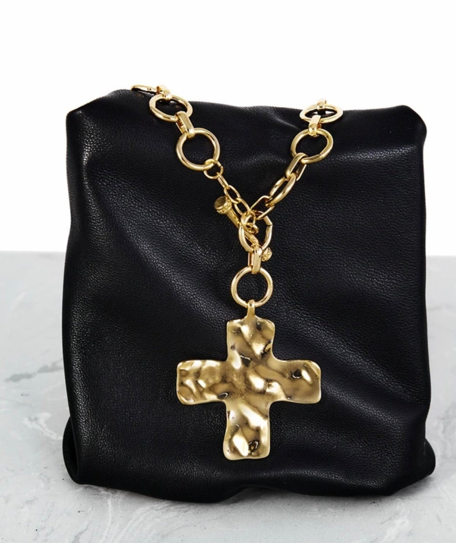 Gold Chunky Cross Necklace